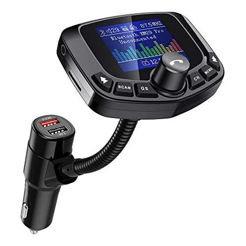  [아마존베스트]Nulaxy Bluetooth FM Transmitter for Car, Auto Search FM Blank Channel Bluetooth Car Adapter with QC3.0& 5V/2.4A Charging, Support USB Flash Drive, microSD, Aux, EQ, Wireless Handsf