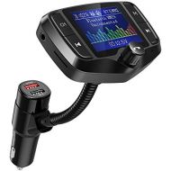 [아마존베스트]Nulaxy Bluetooth FM Transmitter for Car, 1.8 Color Screen Wireless Radio Adapter Handsfree Car Kit with QC3.0 & 5V/2.4A Charging, Support USB Drive, microSD, Aux, EQ, Car Battery R