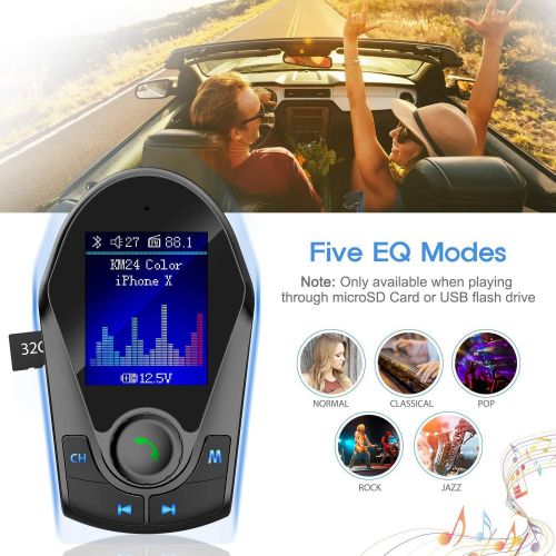  [아마존베스트]Nulaxy Bluetooth FM Transmitter for Car, Upgraded 1.8 Color Screen Wireless Car Radio Adapter with QC3.0 & 5V/2.4A Charging, Support Handsfree Call, microSD, USB Flash Drive, Aux P