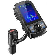 [아마존베스트]Nulaxy Bluetooth FM Transmitter for Car, 1.8 Color Screen Wireless Radio Adapter with QC3.0 & 5V 2.4A Charging, Support USB Flash Drive, microSD Card, Handsfree Calls, Aux Play, EQ