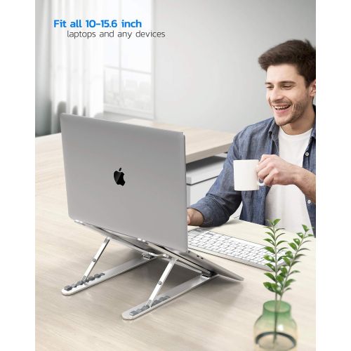  [아마존베스트]Nulaxy Laptop Stand, Portable Computer Laptop Mount, Aluminum Laptop Riser with 6 Levels Height Adjustment, Fully Collapsible, Supports up to 44lbs (A-Space Gray)