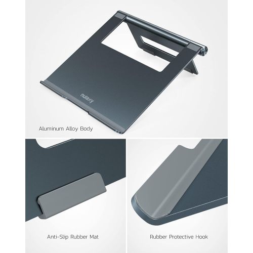  [아마존베스트]Nulaxy Portable Laptop Stand, Aluminum Cooling Stand with Heat-Vent, Adjustable Laptop Holder Riser (A-Space Grey)