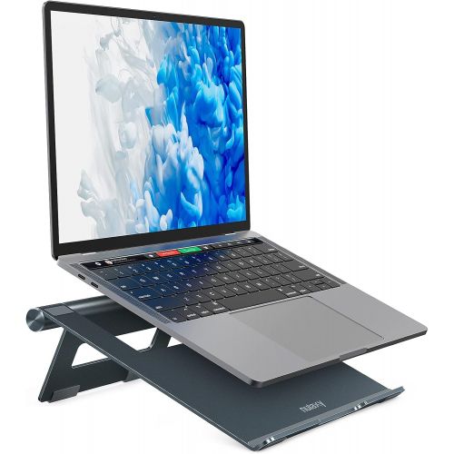  [아마존베스트]Nulaxy Portable Laptop Stand, Aluminum Cooling Stand with Heat-Vent, Adjustable Laptop Holder Riser (A-Space Grey)