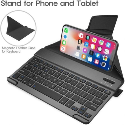  [아마존베스트]NulaxyBluetooth Keyboard Business Rechargeable Compatible with iPad iPhone Samsung Tablets Phones Keyboard Cover - Black