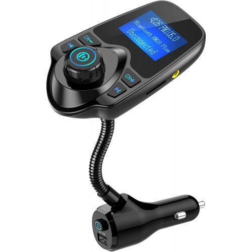  [아마존베스트]Nulaxy Bluetooth FM Transmitter for Car, Upgraded Manual Power On/Off Switch Wireless Car Radio Bluetooth Adapter Supports Hands free Calls, USB Fast Charging, microSD Card, Aux Pl