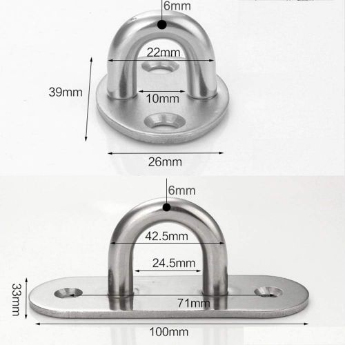  Nuluxi Edelstahl Augplatte Deckbeschlage Edelstahl Decksplatte Befestigungshaken Befestigungshaken Augplatte Hardware-Zubehoer Geeignet fuer Hangematte Stuhl Sandsack Hangesessel Son