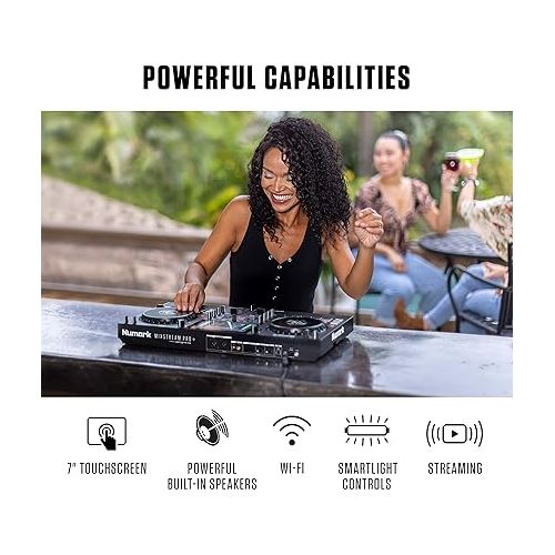  Numark Mixstream Pro+ Standalone DJ Controller with Amazon Music Unlimited Streaming and Alto Professional TX312 350W 12 Inch Active PA Speakers (Pair)