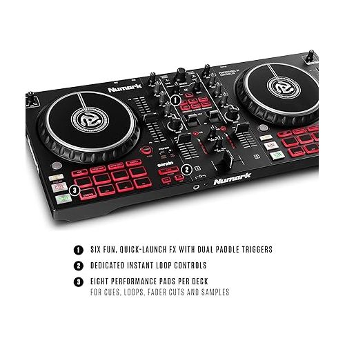  Complete DJ Equipment Package - Numark Mixtrack Pro FX 2 Deck DJ Controller For Serato DJ and M-Audio BX3 3.5 Inch DJ Speakers