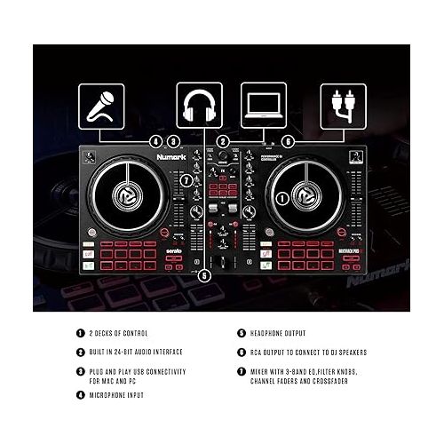  Complete DJ Equipment Package - Numark Mixtrack Pro FX 2 Deck DJ Controller For Serato DJ and M-Audio BX3 3.5 Inch DJ Speakers