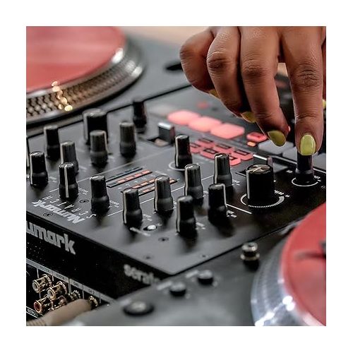  Numark Scratch | Two-Channel DJ Scratch Mixer for Serato DJ Pro (included) With Innofader Crossfader, DVS license, 6 Direct Access Effect Selectors, Performance Pads and 24-Bit Sound Quality