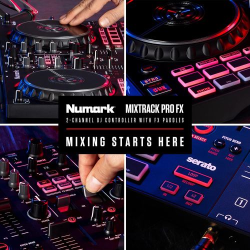  [아마존베스트]Numark Mixtrack Pro FX  2 Deck DJ Controller For Serato DJ with DJ Mixer, Built-in Audio Interface, Capacitive Touch Jog Wheels and FX Paddles