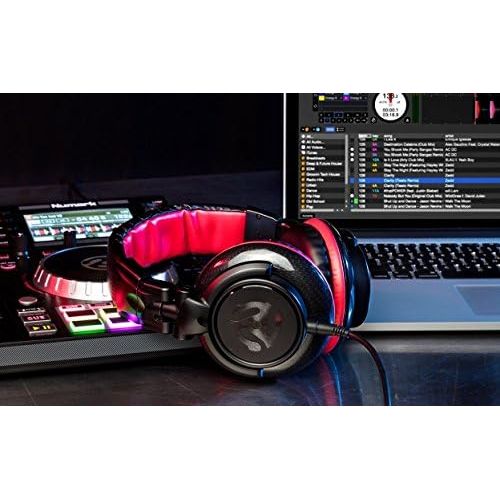  [아마존베스트]Numark Red Wave Carbon | Lightweight Full-Range DJ Headphones With Swivel Design, 50mm Drivers, Detachable Headphone Cable, 1/8-inch Adapter and Case included