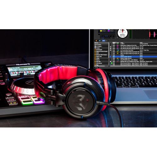  [아마존베스트]Numark Red Wave Carbon - Lightweight High Quality Full Range DJ Headphones with Swivel 50mm Drivers, Removable Cable, 3.5mm Adapter and Bag