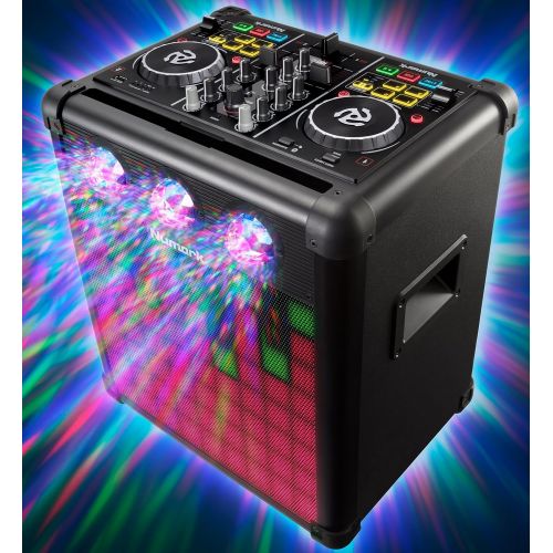  Numark Party Mix Pro  DJ Controller With Built-In Sound Reactive Light Show, Rechargeable Long-Life Portable Speaker, Easy-Pair Bluetooth Connectivity and DJ Software For Mac  PC