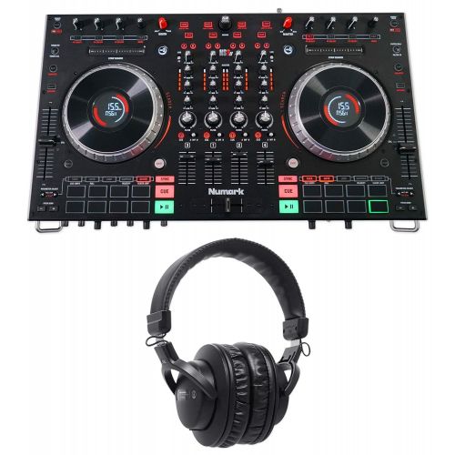  Numark NS6II 4-Ch Serato DJ Controller w 2 Display+Audio Technica Headphones