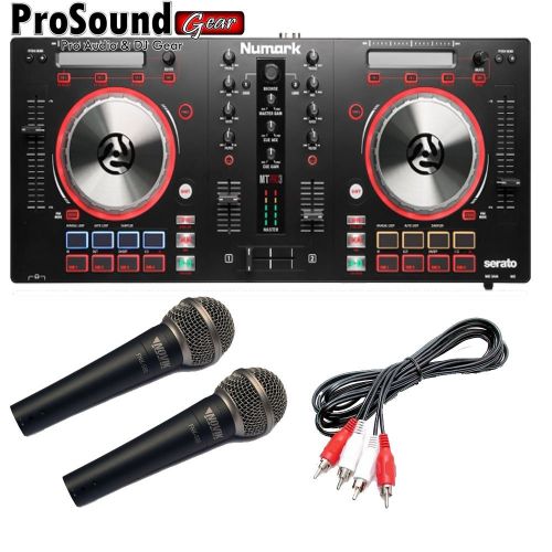  Numark Mixtrack Pro 3 DJ Controller for Serato with Pair of Novik fnk5 Mic and Cable