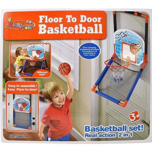  [아마존베스트]Basketball Hoop for Kids - 2 in 1 Over The Door and Floor Basketball Play Set for Toddlers, Boys and Girls Outdoor and Indoor Sport, Ball Included