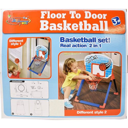 [아마존베스트]Basketball Hoop for Kids - 2 in 1 Over The Door and Floor Basketball Play Set for Toddlers, Boys and Girls Outdoor and Indoor Sport, Ball Included