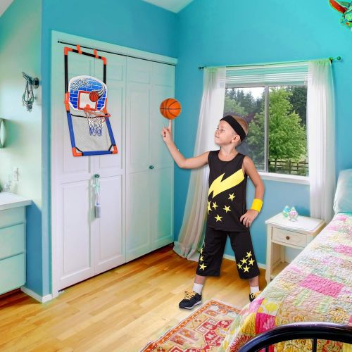  [아마존베스트]Basketball Hoop for Kids - 2 in 1 Over The Door and Floor Basketball Play Set for Toddlers, Boys and Girls Outdoor and Indoor Sport, Ball Included