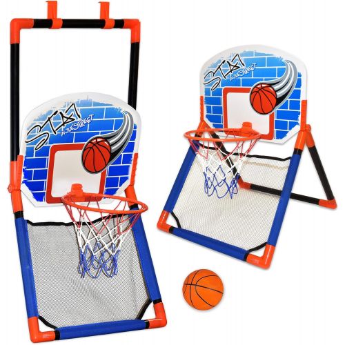  [아마존베스트]Basketball Hoop for Kids - 2 in 1 Over The Door and Floor Basketball Play Set for Toddlers, Boys and Girls Outdoor and Indoor Sport, Ball Included