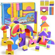 Number 1 in Gadgets Foam Building Blocks, Building Toy for Girls and Boys, Ideal Blocks Construction Toys for Toddlers, 52 Pieces Different Shapes and Sizes, Waterproof, Bright Colors, 100% Safe, Non