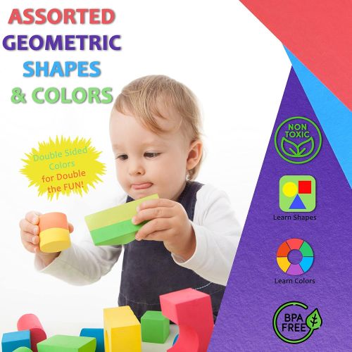  Number 1 in Gadgets Foam Building Blocks, Building Toy for Girls and Boys, Ideal Blocks Construction Toys for Toddlers, 52 Pieces Different Shapes and Sizes, Waterproof, Bright Colors, 100% Safe, Non