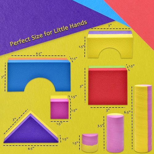  Number 1 in Gadgets Foam Building Blocks, Building Toy for Girls and Boys, Ideal Blocks Construction Toys for Toddlers, 52 Pieces Different Shapes and Sizes, Waterproof, Bright Colors, 100% Safe, Non