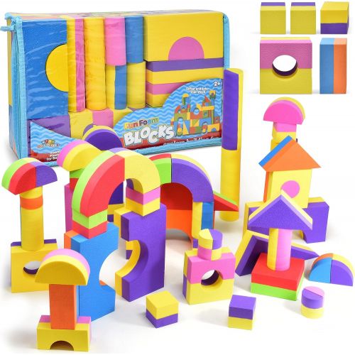  Number 1 in Gadgets Foam Building Blocks, Building Toy for Girls and Boys, Ideal Blocks Construction Toys for Toddlers, 52 Pieces Different Shapes and Sizes, Waterproof, Bright Colors, 100% Safe, Non