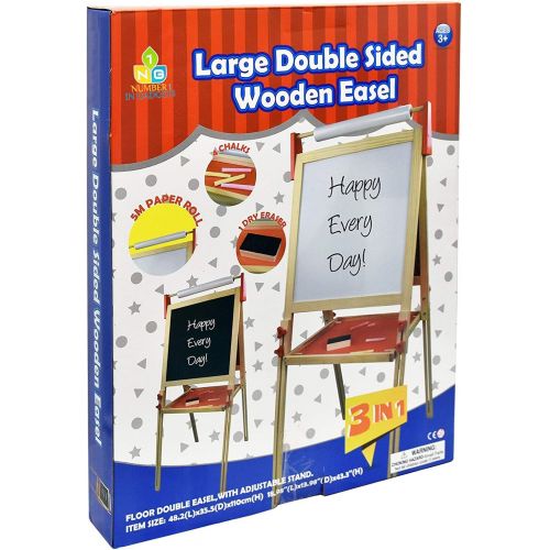  [아마존베스트]Number 1 in Gadgets Deluxe Standing Art Easel - Dry-Erase Board, Chalkboard, Paper Roller,Magnetic Whiteboard, Includes Paper Roll, and Accessories,The Ultimate All-in-One Wooden Kids Art Easel, Young