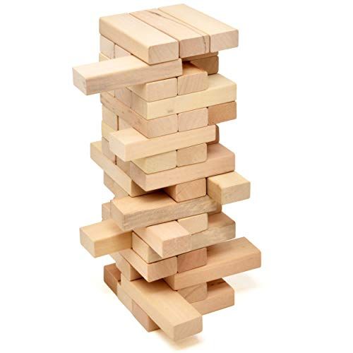  [아마존베스트]Number 1 in Gadgets Timber Tower Wood Block Stacking Game, 48 Piece Classic Wooden Blocks for Building, Toppling and Tumbling Games, Deluxe Stacking Game