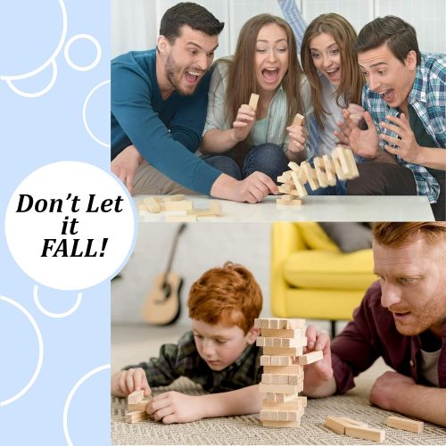  [아마존베스트]Number 1 in Gadgets Timber Tower Wood Block Stacking Game, 48 Piece Classic Wooden Blocks for Building, Toppling and Tumbling Games, Deluxe Stacking Game