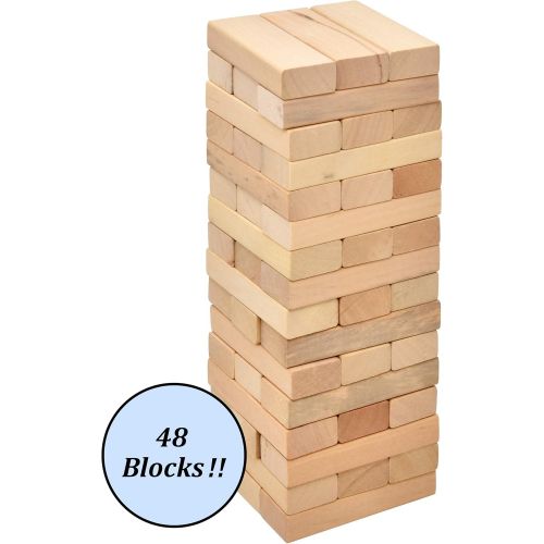  [아마존베스트]Number 1 in Gadgets Timber Tower Wood Block Stacking Game, 48 Piece Classic Wooden Blocks for Building, Toppling and Tumbling Games, Deluxe Stacking Game