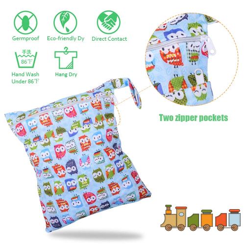  BESEGO 2pcs Baby Wet and Dry Cloth Diaper Bags, Nappy Organizer Bag with 2 Zippered Pockets