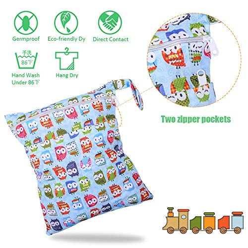 BESEGO 2pcs Baby Wet and Dry Cloth Diaper Bags, Nappy Organizer Bag with 2 Zippered Pockets