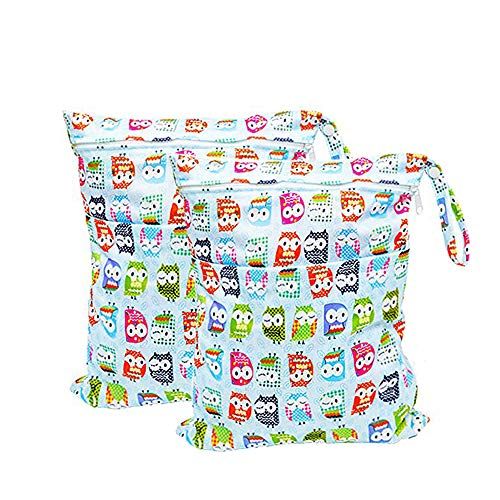  BESEGO 2pcs Baby Wet and Dry Cloth Diaper Bags, Nappy Organizer Bag with 2 Zippered Pockets