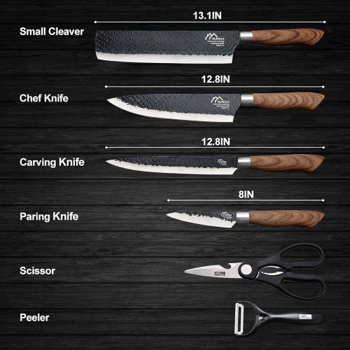  [아마존베스트]Numola 6 Piece Black Professional Chef Knife Set Sharp Kitchen Knives with Exquisit Gift Box, High Carbon Stainless Steel Kitchen Knife Cutlery Set PP Handle with Ergonomic Design