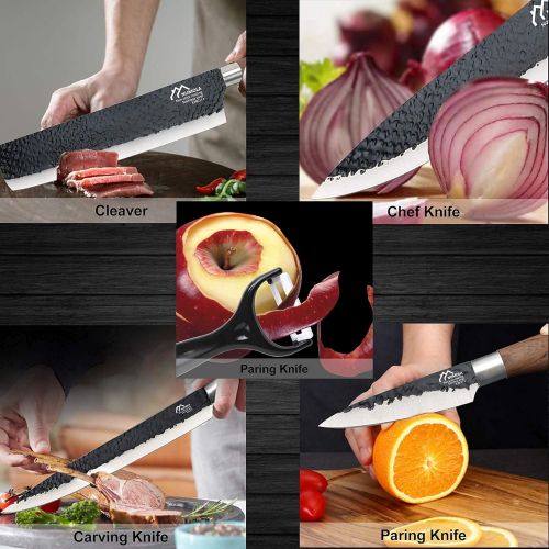  [아마존베스트]Numola 6 Piece Black Professional Chef Knife Set Sharp Kitchen Knives with Exquisit Gift Box, High Carbon Stainless Steel Kitchen Knife Cutlery Set PP Handle with Ergonomic Design