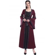 Nuoqi Renaissance Medieval Womens Upgrade Victorian Irish Gown Costume Long Dress
