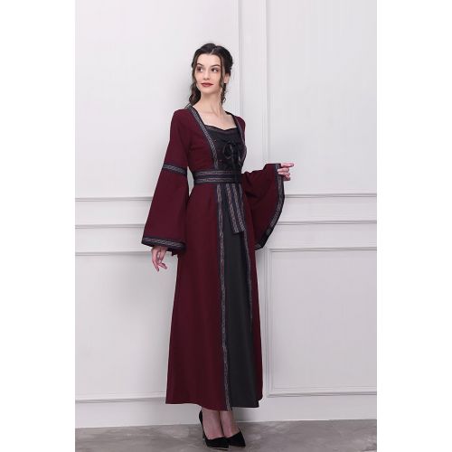  Nuoqi Renaissance Medieval Womens Upgrade Victorian Irish Gown Costume Long Dress