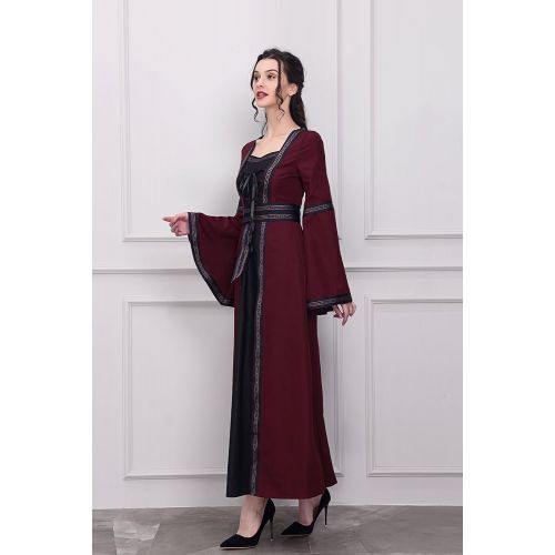  Nuoqi Renaissance Medieval Womens Upgrade Victorian Irish Gown Costume Long Dress