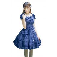 Nuoqi Womens Sweet Lolita Dress Puff Pleated School Girl Princess Halloween Court Skirts Cosplay Costumes