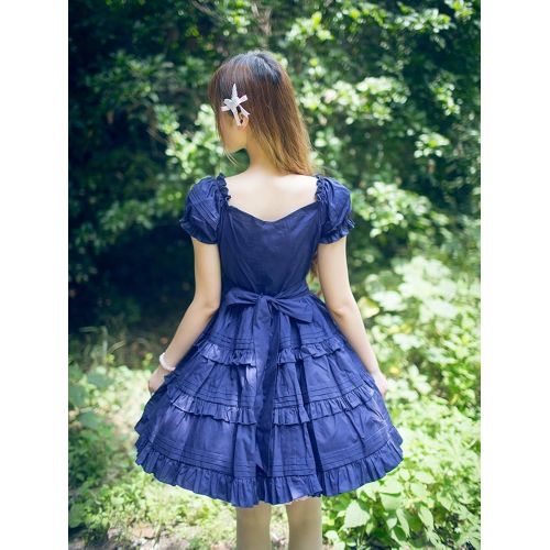  Nuoqi Womens Sweet Lolita Dress Puff Pleated School Girl Princess Halloween Court Skirts Cosplay Costumes