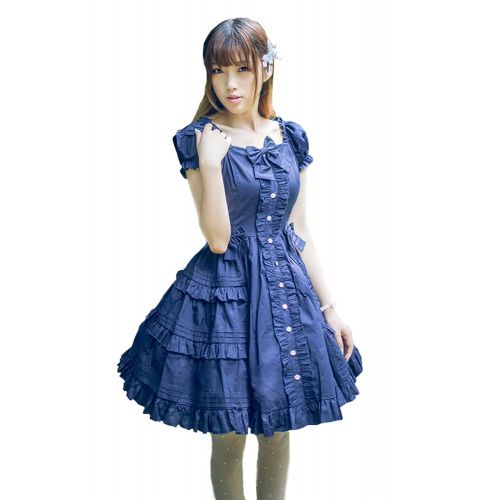  Nuoqi Womens Sweet Lolita Dress Puff Pleated School Girl Princess Halloween Court Skirts Cosplay Costumes