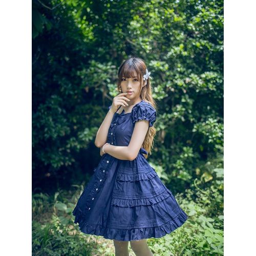  Nuoqi Womens Sweet Lolita Dress Puff Pleated School Girl Princess Halloween Court Skirts Cosplay Costumes