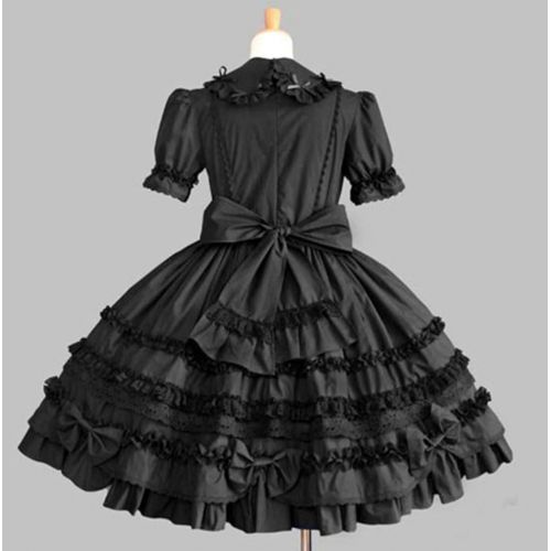  Nuoqi Womens Lolita Lace Retro Court Prom Puff Dress French Apron Maid Princess Bowknot Multi Layers Skirts for Girls