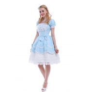 Nuoqi Girls Lolita Gothic Dress Princess Layers Evening Party Blue Dress