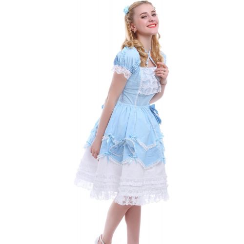  할로윈 용품Nuoqi Girls Lolita Gothic Dress Princess Layers Evening Party Blue Dress