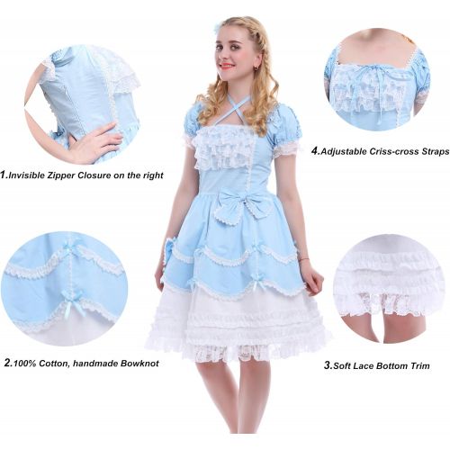  할로윈 용품Nuoqi Girls Lolita Gothic Dress Princess Layers Evening Party Blue Dress