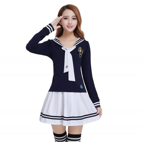  Nuotuo Womens Japanese High School Uniform Sailor Pleated Skirt Outfit