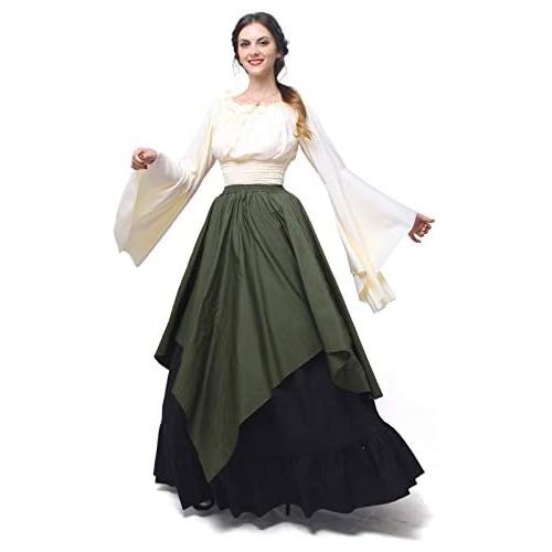  할로윈 용품Nuotuo NSPSTT Womens Renaissance Medieval Costume Victorian Dresses Gown Scottish Dress